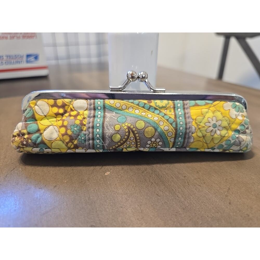 Vera Bradley Lemon Parfait Yellow Paisley KissLock EyeGlass Case MakeUp Coin